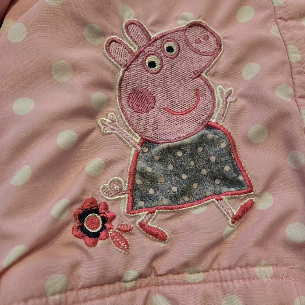 Vintage Y2k 2003 Peppa Pig Pink Polka Dot Hooded Jacket